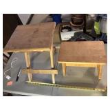 wooden stool 13 x 8 x 9 1/2 & table 11 x 13 x 16