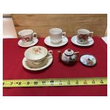 5 cups & saucers, & teapot, rose cup & Saucer mark