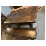 Table, 2 benches & 2 captain chairs