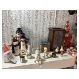 Lot of Miscellaneous items, bell, wooden snowmen,