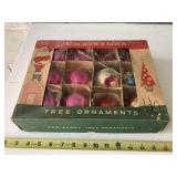 Vintage box of 12 Christmas glass balls