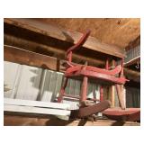 Wood chair and wood on shelf