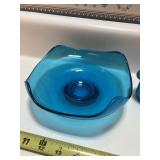 Vintage Miniature blue glass open cream & sugar,