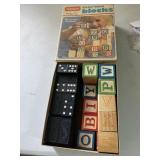 Vintage Playskool Wooden Block set, complete in