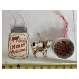 3 Cow Christmas ornaments