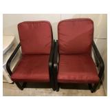 2 chairs w/cushions, metal frame,23 1/2 x 26 x 36