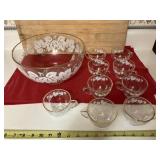 Vintage Anchor Hocking Punch bowl & 9 glasses w/
