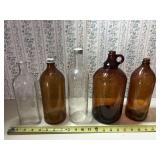 5 vintage bottles includes brown Austin's & Clorox
