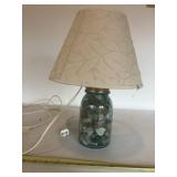 14' tall small lamp made w/Ball Jar of stones