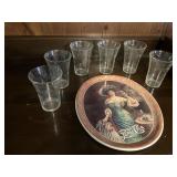 Coca-Cola Tray & 6 glasses
