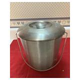 Stainless pail w/lid, approx 9' tall & round