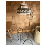 Metal lamp 60' tall and plant stand, 25' tall