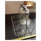 Metal 4-1/2 gallon milk jug carrier & unmarked