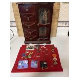 Jewelry box w/contents, 12 x 7 x 16