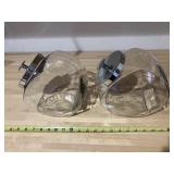2 large tiled glass counter jars
