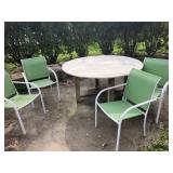 Patio table and 4 chairs, heavy marble table 60ï¿½,