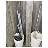 Buckets garden items & pipe
