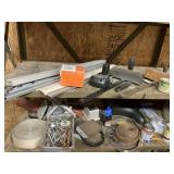 Miter guides, hardware on shelves