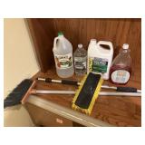 Vinegar, broom, brush, cleaner, lamp oil