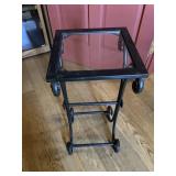 Metal/glass top table, 12x12 top,12 x 13 base x 30