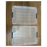 2 x Clear Stack, clear lid totes, 11.25 gal
