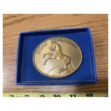 Vintage Colt Firearms belt buckle, brass
