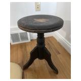 Vintage Piano Stool, raises, short is 19" high,