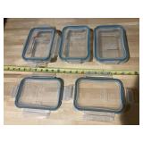 3 pyrex rectangle glass bakeware w/ snapware lids