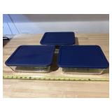 3 Pyrex 11 cup Storage plus bake ware w/ lids