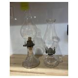 2 oil lamps-1 marked Eagle, USA on base 15" tall &