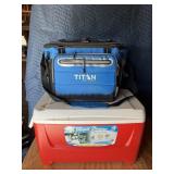 2 coolers, igloo 48qt, titan soft cooler