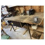 Wood bench with pipe legs 35ï¿½ x 86ï¿½, no contents