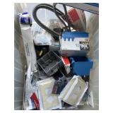 Flip top tote of electrical hardware