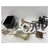 Battery box, collars, chain, peg hooks, racket