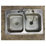 double bowl stainless steel sink, 22 x 33