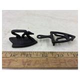 Vintage Miniature cast iron swan sad iron & trivet