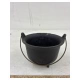 Vintage miniature footed cast iron cauldron or