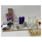 Lot of Candles, holders & candy dishes, bring box
