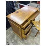 Wood Desk and chair, 20 x 37 x 30