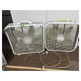2 box fans, runs