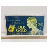 Old gold metal sign 9 1/2" x 18"