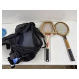 Wilson & Spalding wooden tennis racquets & bag
