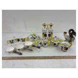 Vintage Ucagco handpainted Rooster set