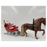 3 pc Santa on sled w/horse