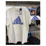 2 Adidas t-shirts, white/purple, size L