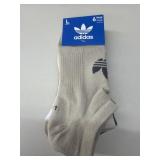 Adidas pk of 6 no show socks, size L