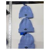 3 Adidas ash blue knit beanies