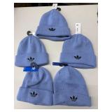 5 Adidas ash blue knit beanies