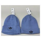 2 Adidas ash blue knit beanies