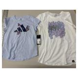 2 Adidas girls tops, blue S (7/8) & white XL (16)